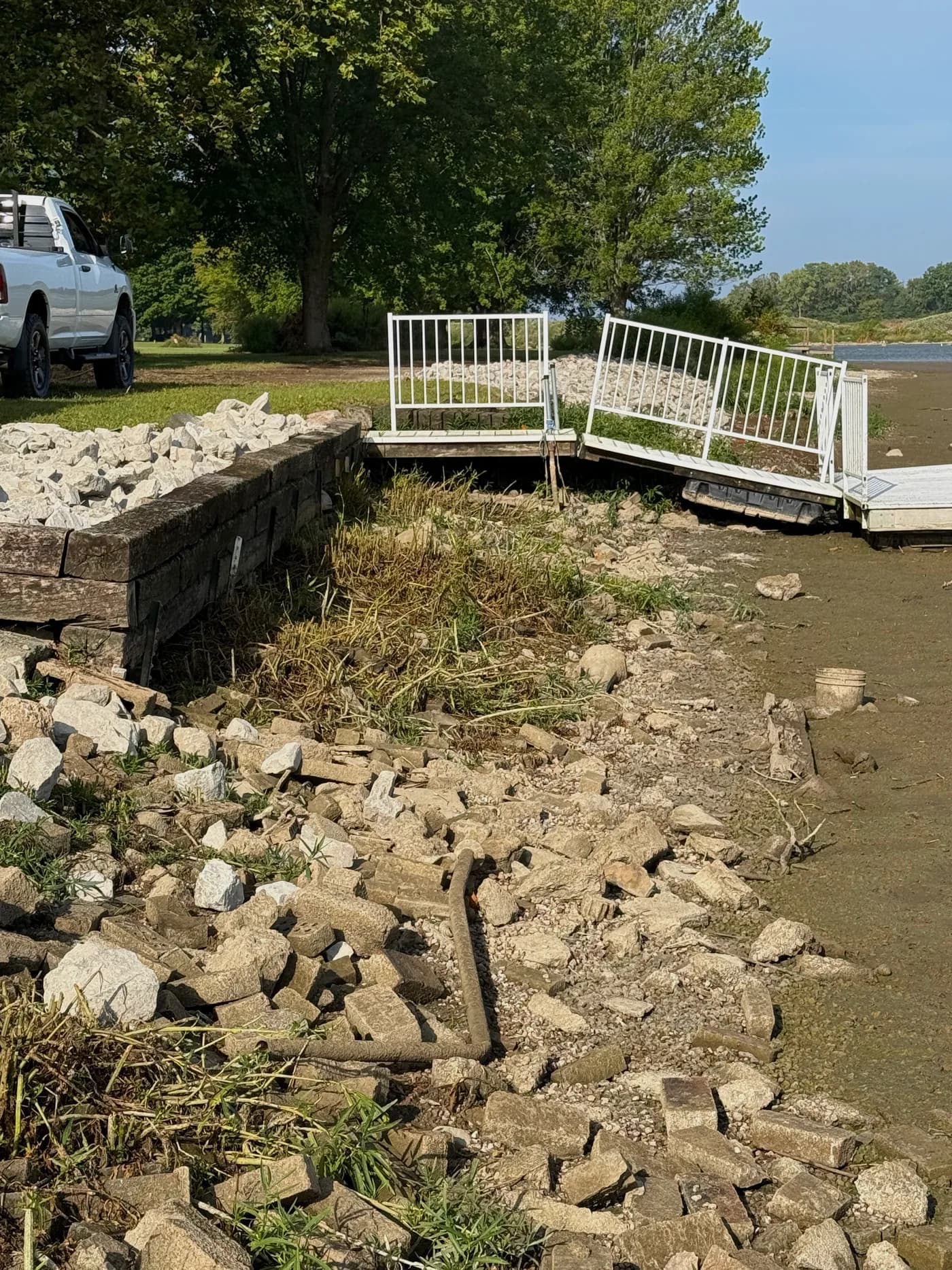 Boulder rip-rap retaining rock work